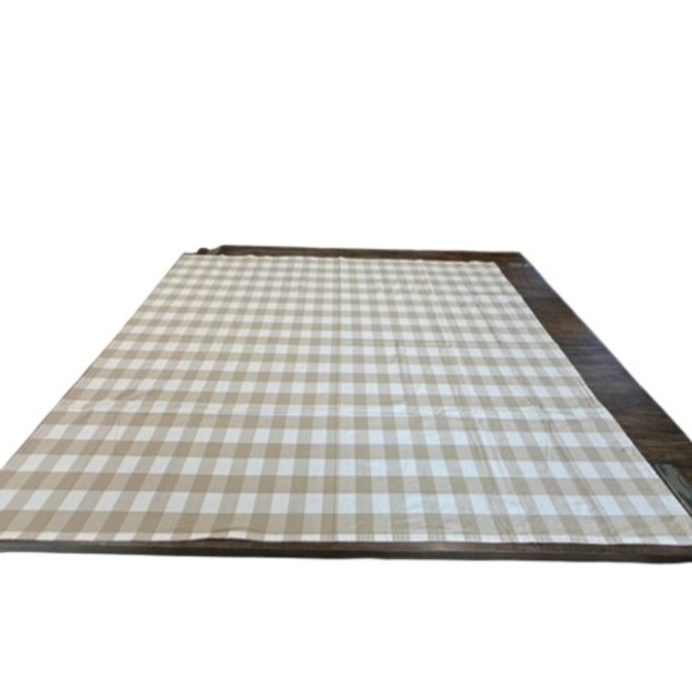 Tan and White Gingham Checkered Rectangular Tablecloth Farmhouse 56x76